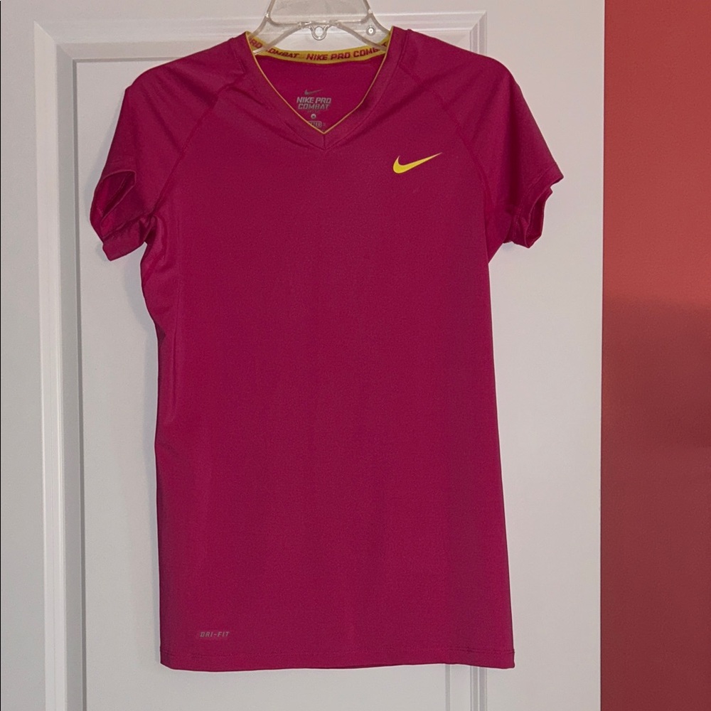 Nike Women's Pink Pro Combat Dri-FIT Tee